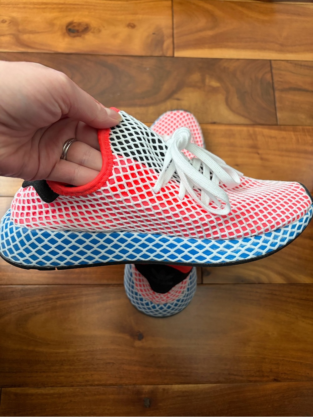 Adidas Deerupt Women’s Red & Blue Mesh Sports Shoes - Picture 6 of 7